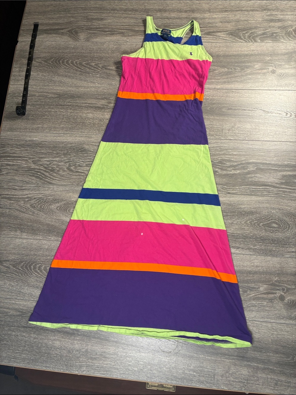 Polo Ralph Lauren Neon Stripe Maxi Tank Dress - Lime, Pink, Purple